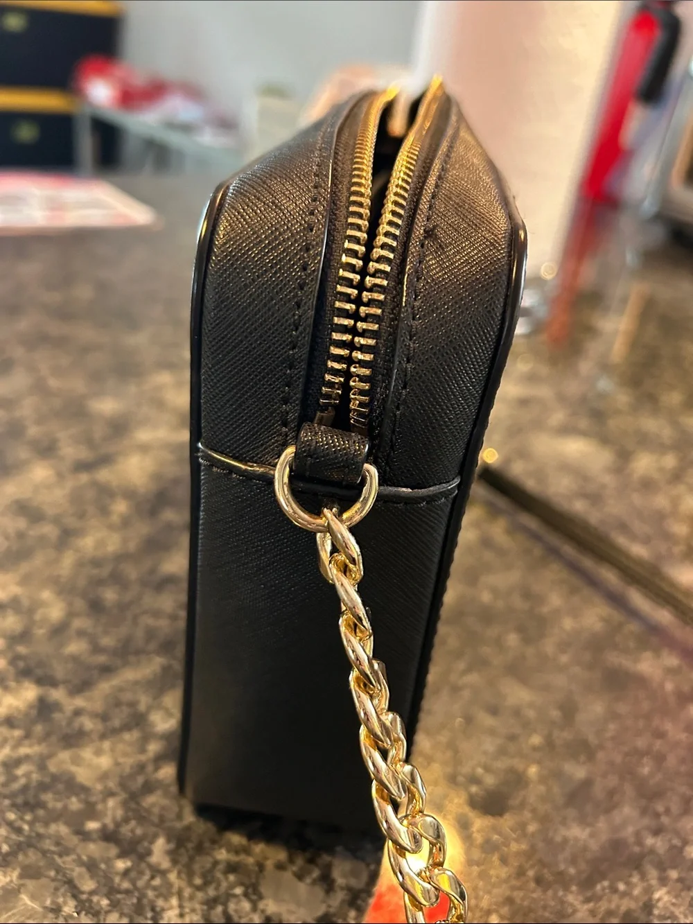 Michael Kors Black Crossbody with Gold Chain Strap